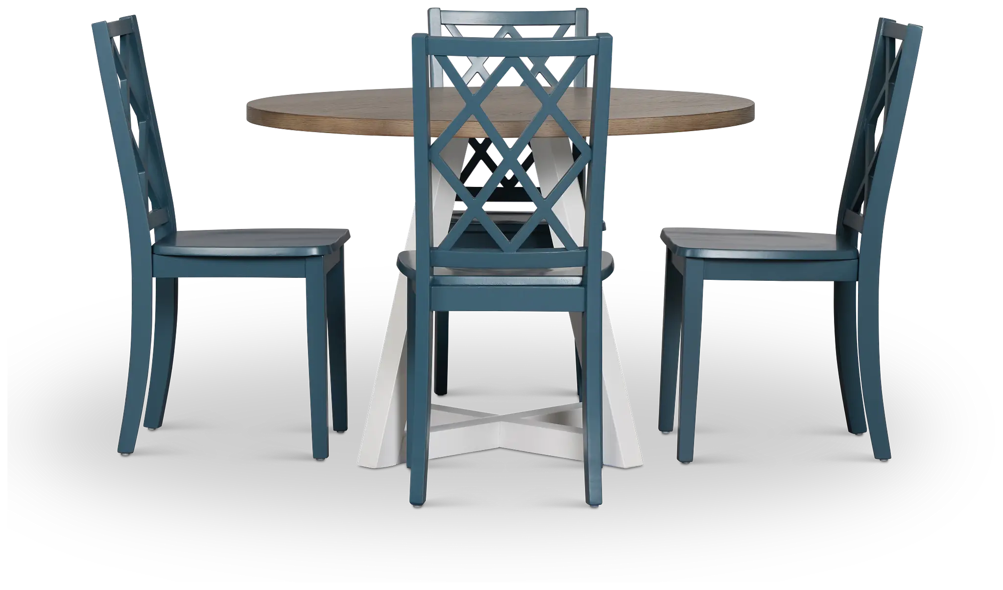 Edgartown Two-tone Round Table & 4 Navy Wood Chairs Edgartown Two-tone Round Table & 4 Navy Wood Chairs
