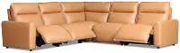 Edison Medium Brown Leather/Vinyl Small Triple Power Reclining Two-arm Sectional