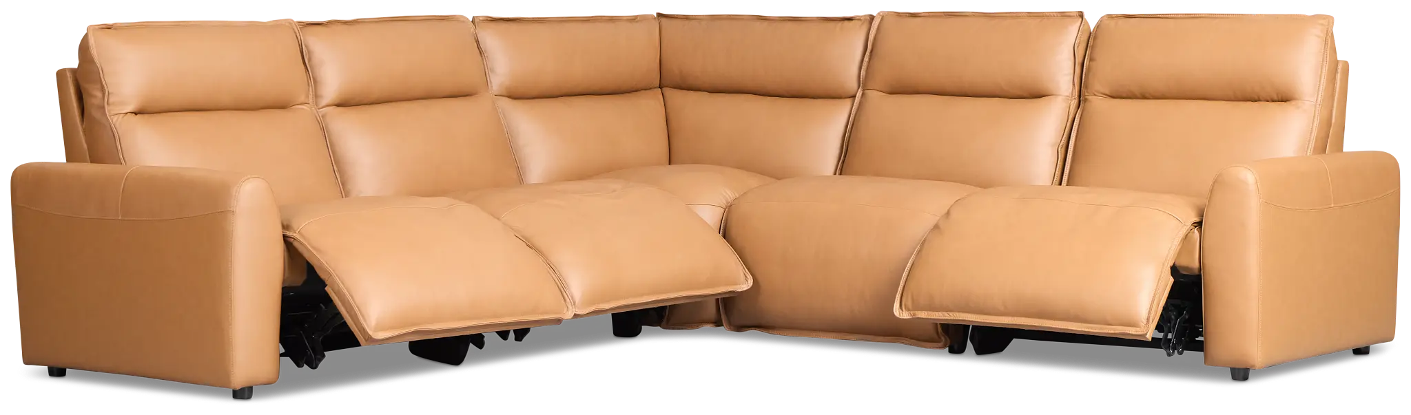 Edison Medium Brown Leather/Vinyl Small Triple Power Reclining Two-arm Sectional Edison Medium Brown Leather/Vinyl Small Triple Power Reclining Two-arm Sectional