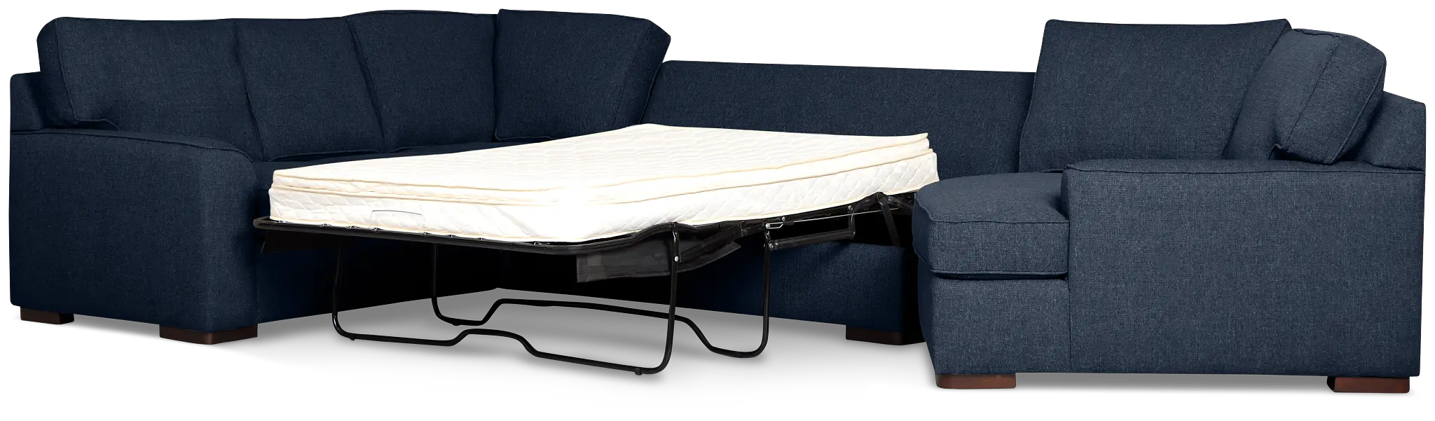 Sinclair Dark Blue Fabric Right Cuddler Innerspring Sleeper Sectional Sinclair Dark Blue Fabric Right Cuddler Innerspring Sleeper Sectional