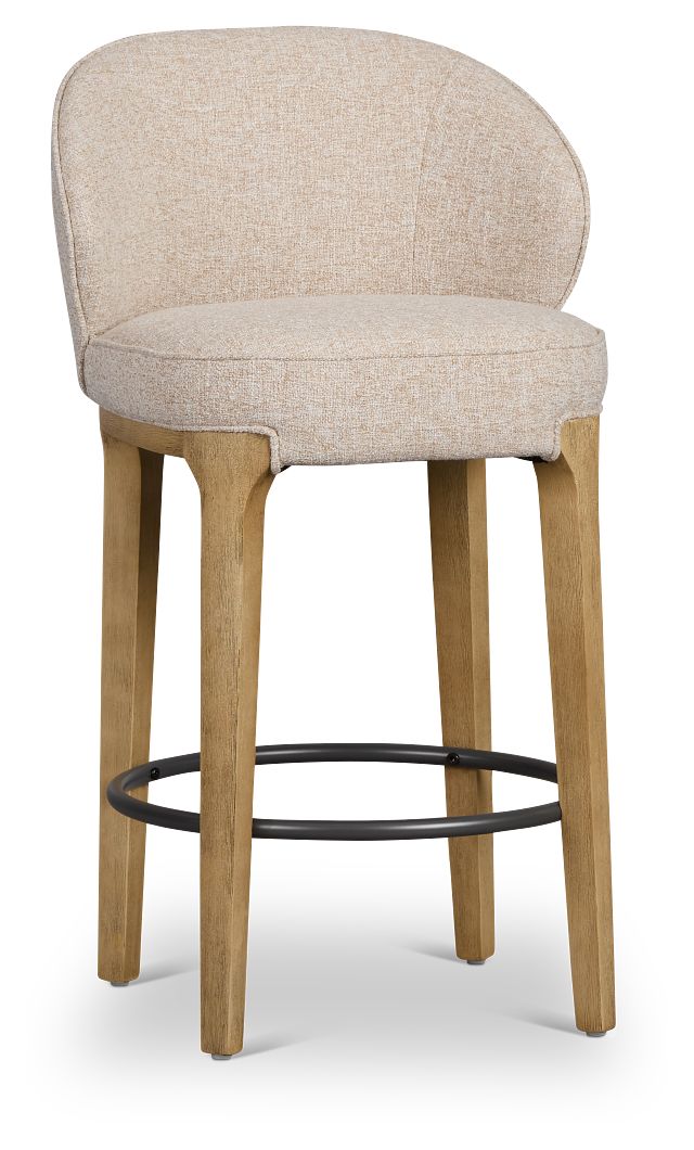 Libby Light Beige Fabric 24" Upholstered Barstool