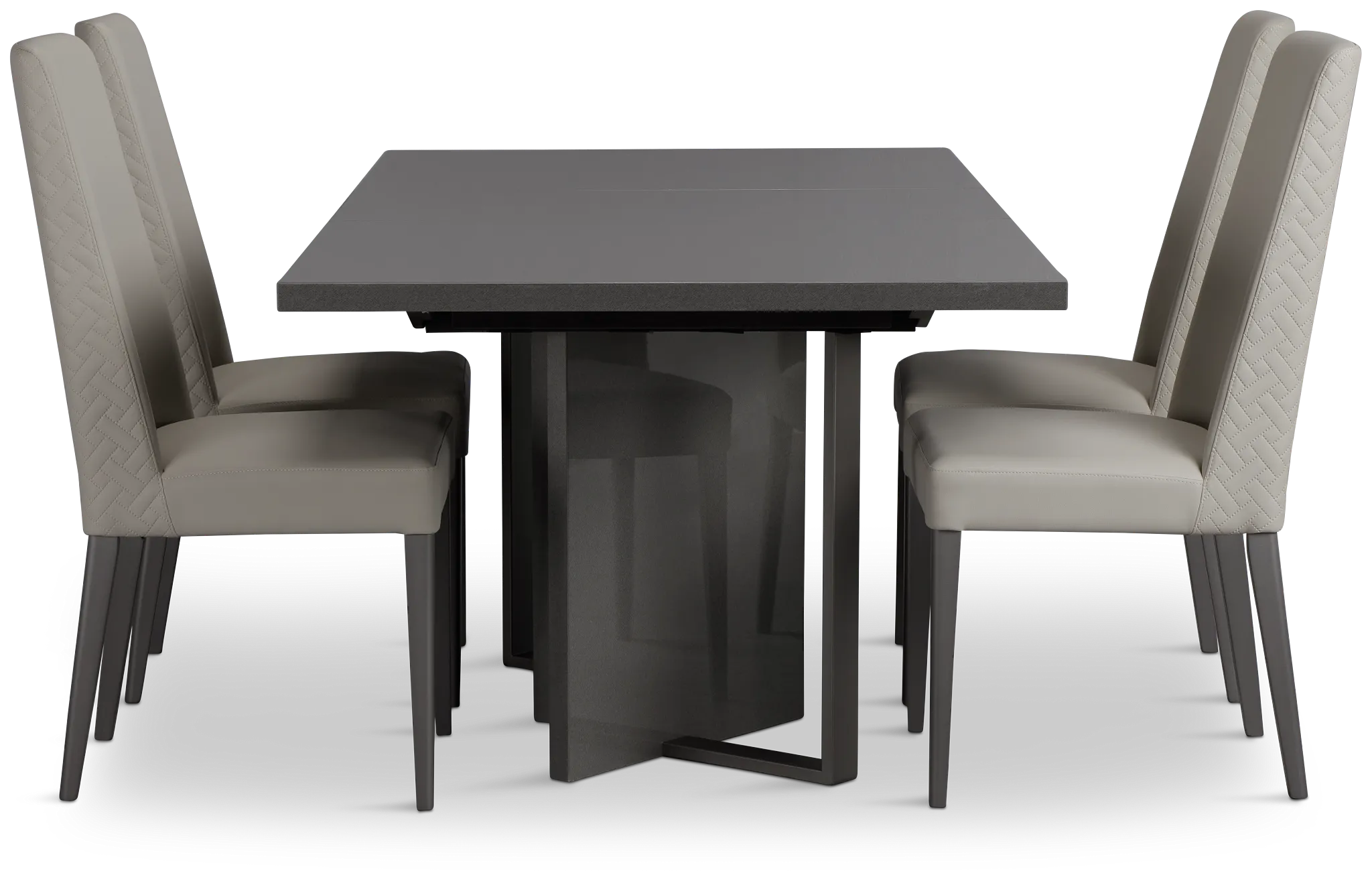 Oslo Gray Extension Rectangular Table & 4 Upholstered Chairs