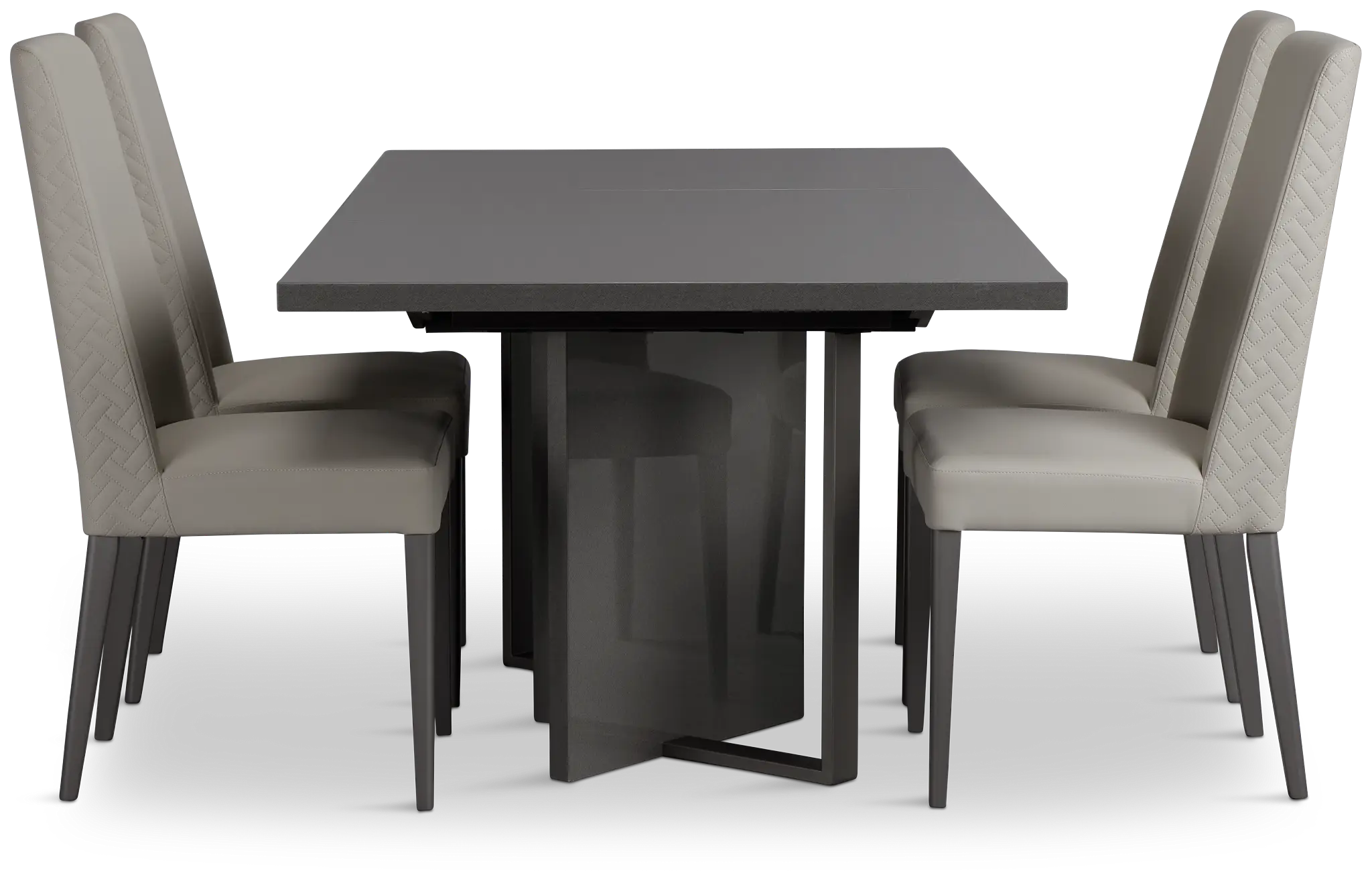 Oslo Gray Extension Rectangular Table & 4 Upholstered Chairs Oslo Gray Extension Rectangular Table & 4 Upholstered Chairs