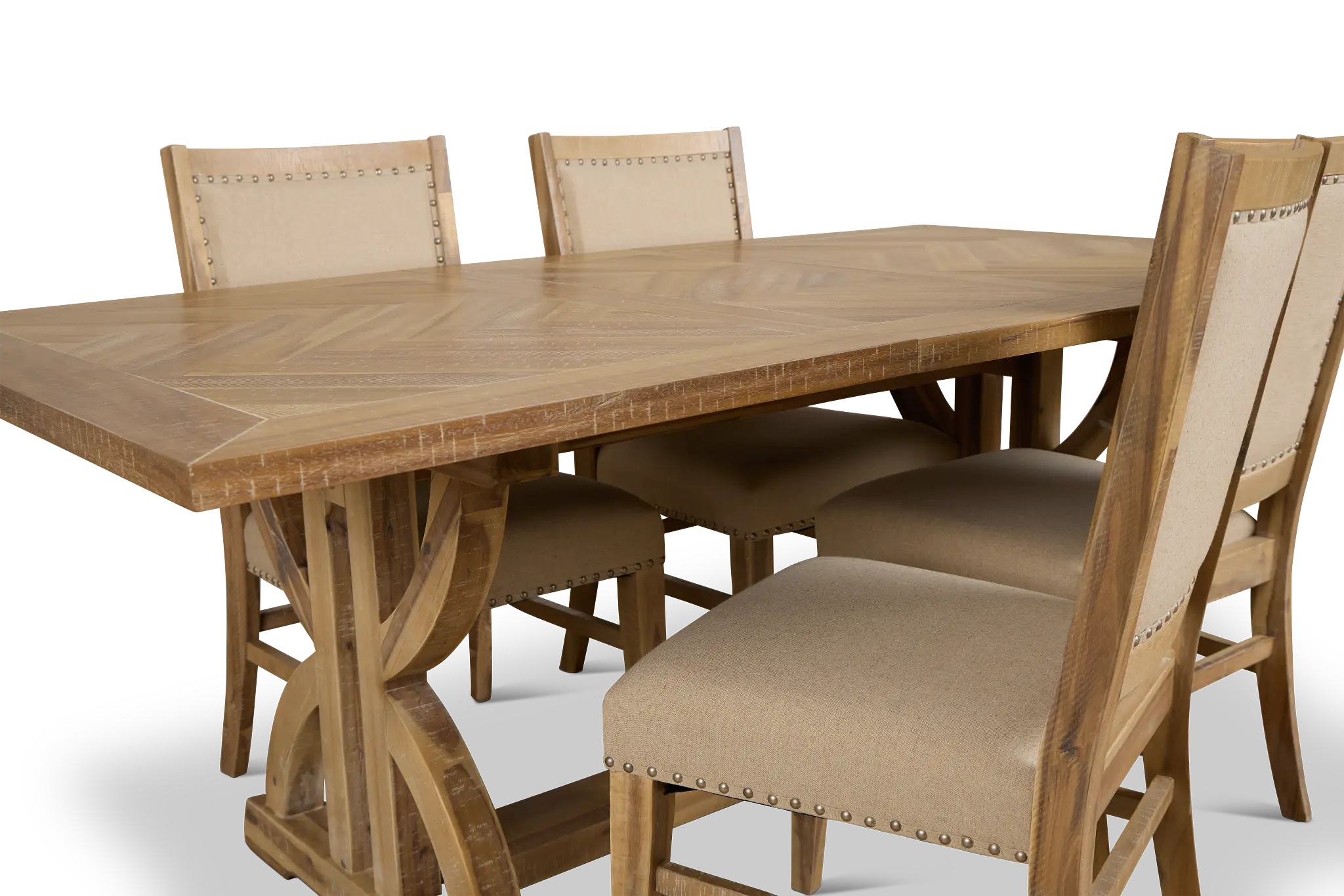 Joplin Light Tone Extension Rectangular Table & 4 Upholstered Chairs Joplin Light Tone Extension Rectangular Table & 4 Upholstered Chairs
