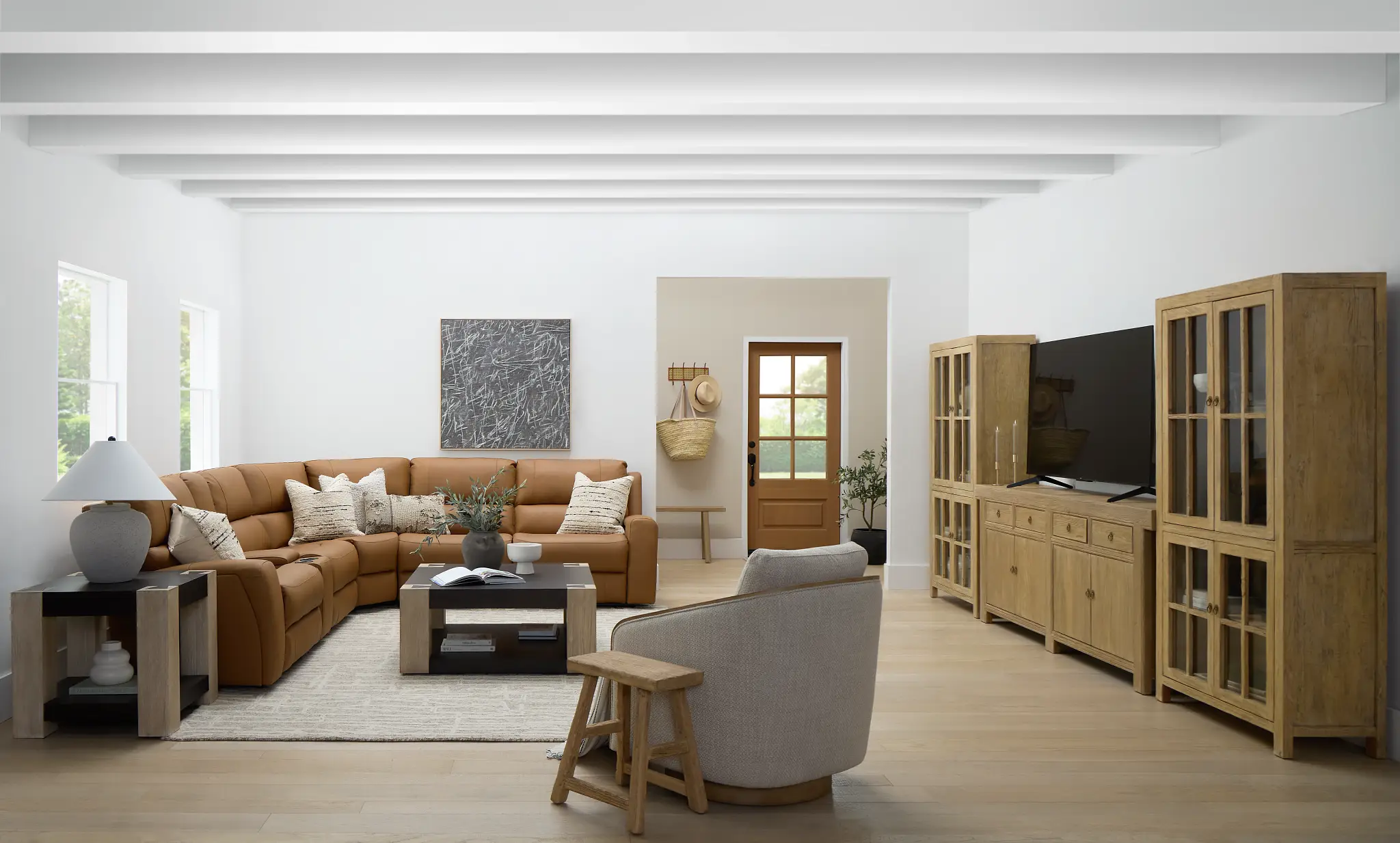 Summit Light Brown Lthr/vinyl Medium Triple Power 2-arm Sectional Summit Light Brown Lthr/vinyl Medium Triple Power 2-arm Sectional