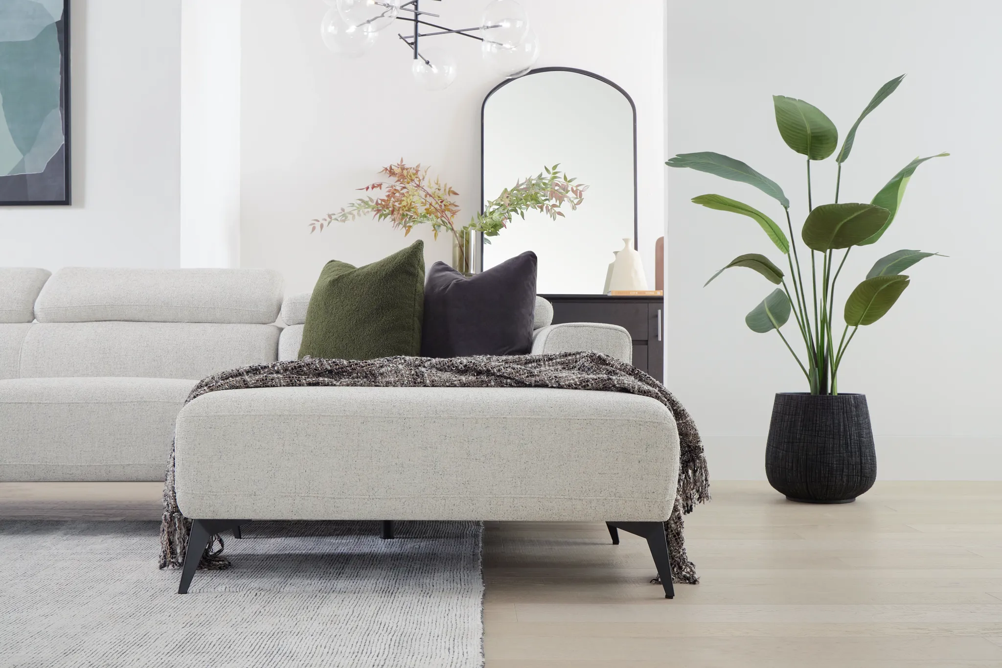 Alina Beige Fabric Medium Right Chaise Sectional