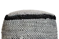 Ash Black Leather Accent Pouf
