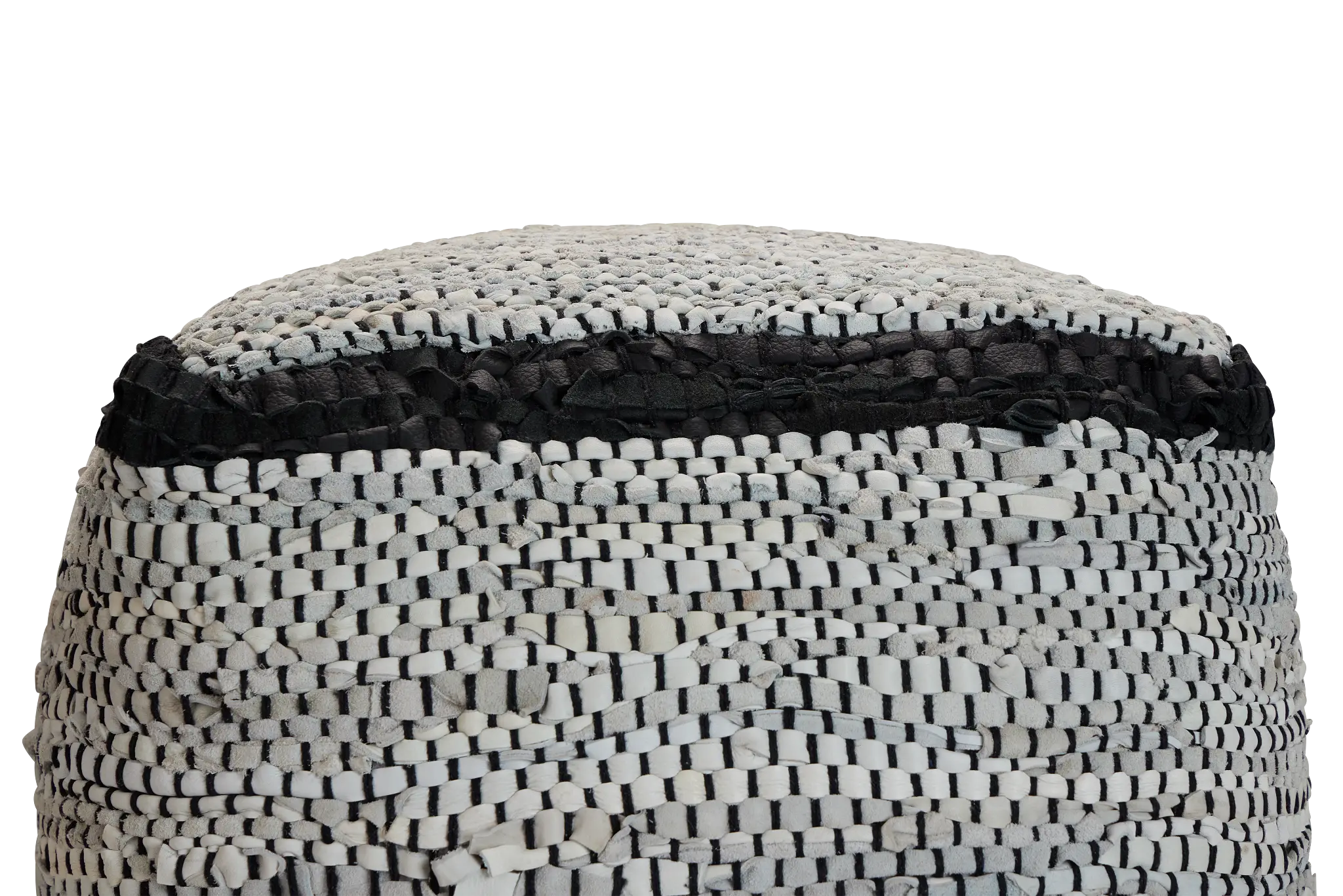 Ash Black Leather Accent Pouf Ash Black Leather Accent Pouf