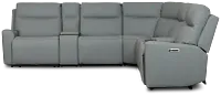 Flexsteel Sterling Blue Lthr/vinyl Large Dual Power Reclining Two-arm Sectional