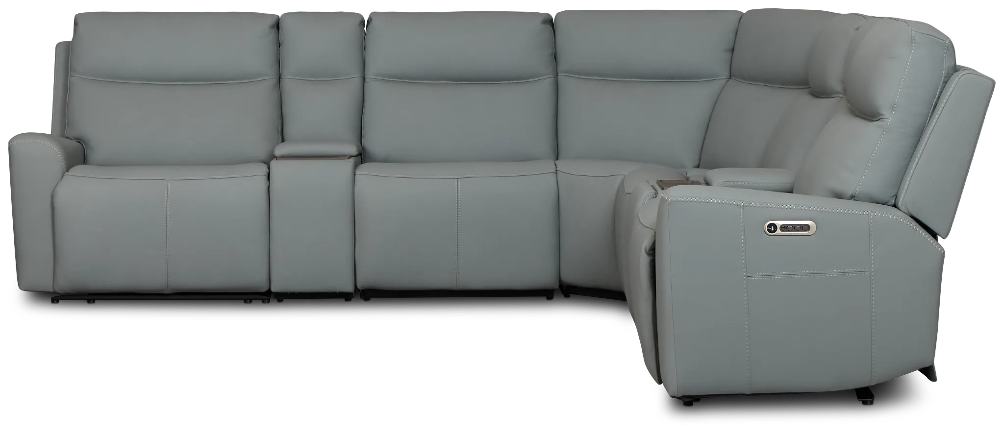 Flexsteel Sterling Blue Lthr/vinyl Large Dual Power Reclining Two-arm Sectional
