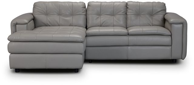 Rowan Gray Leather Left Chaise Sectional