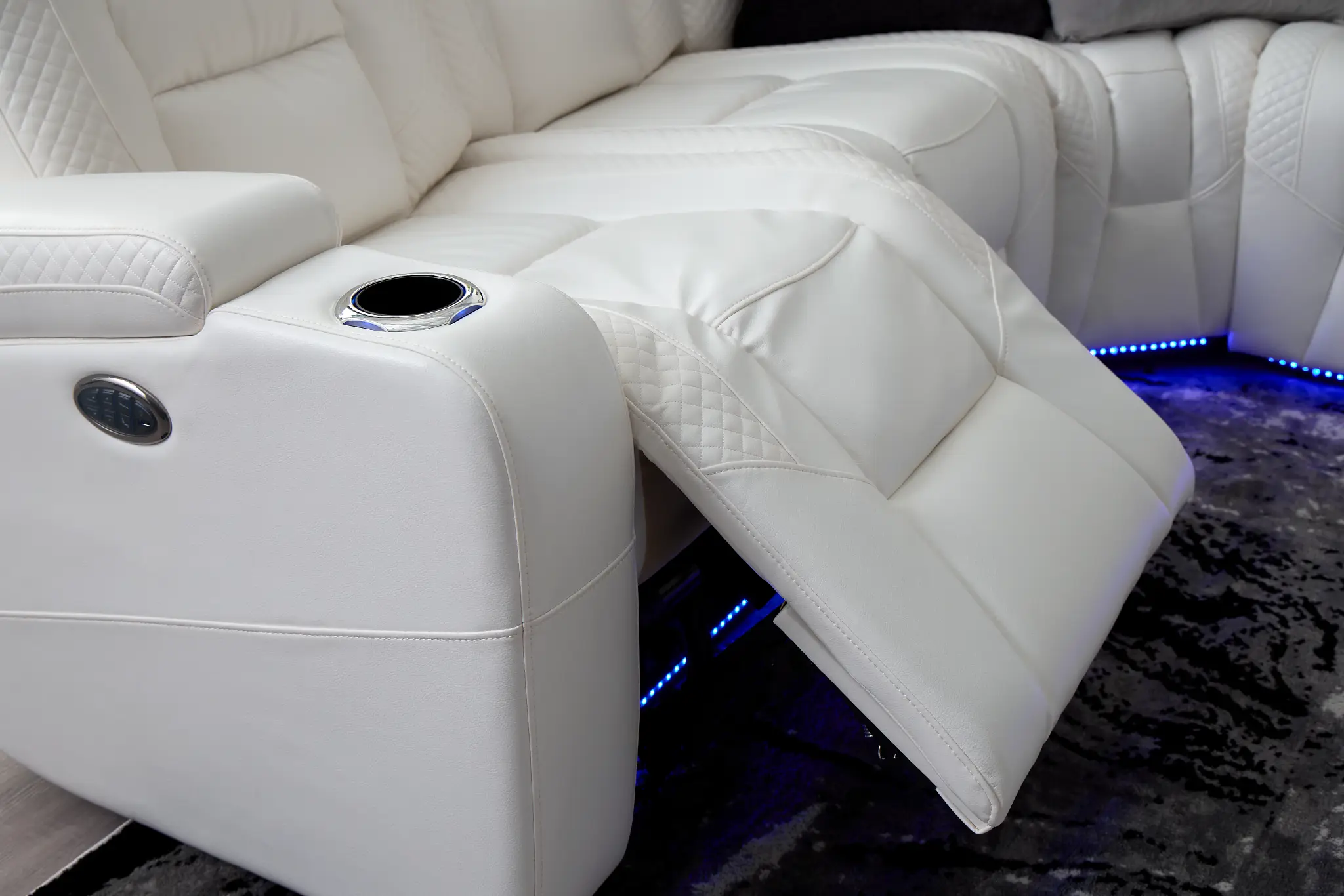 Troy White Micro Right Console Love Reclining Sectional Troy White Micro Right Console Love Reclining Sectional