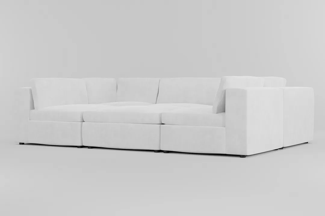 Destin Peyton White Fabric 6-piece Pit Sectional