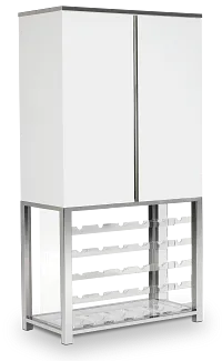 Miami White Bar Cabinet With Wine Rack