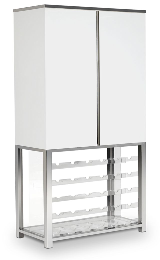 Miami White Bar Cabinet With Wine Rack (2)