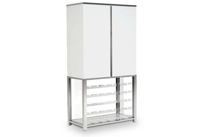 Miami White Bar Cabinet With Wine Rack