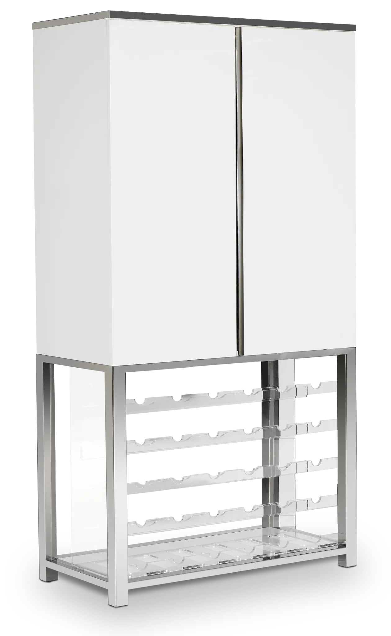 Miami White Bar Cabinet With Wine Rack