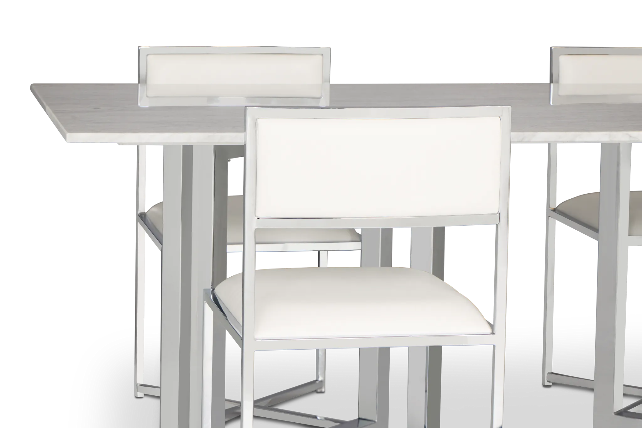 Amalfi White Marble Rectangular Table & 4 Metal Chairs