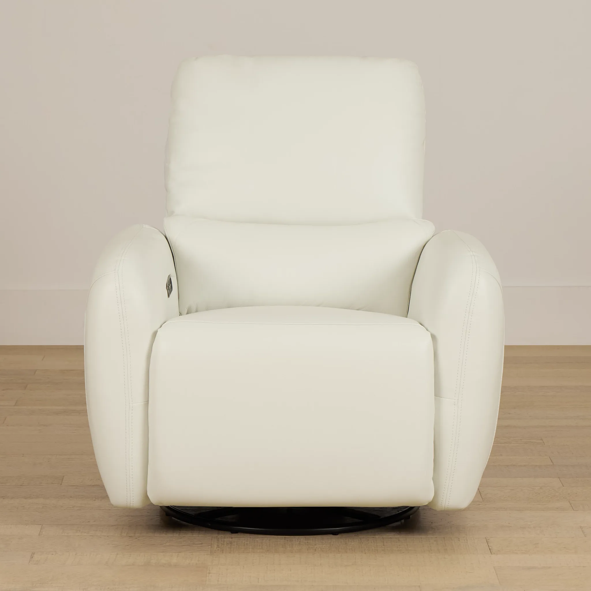 Eve White Lthr/vinyl Power Swivel Glider Recliner
