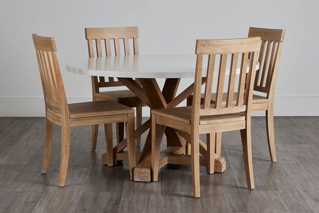 Nantucket White Two-tone Round Table & 4 Light Tone Chairs (0)