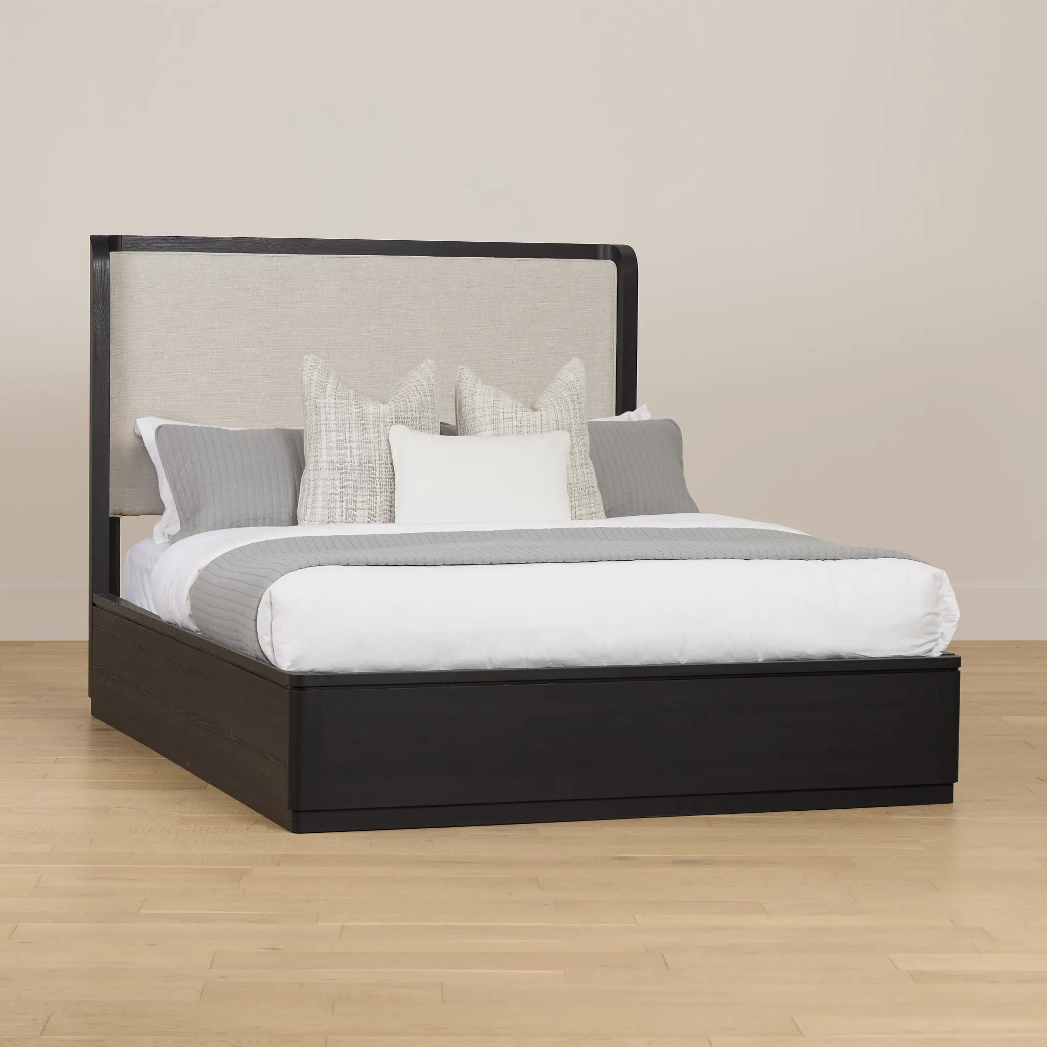 Emory Black Upholstered Platform Bed Emory Black Upholstered Platform Bed