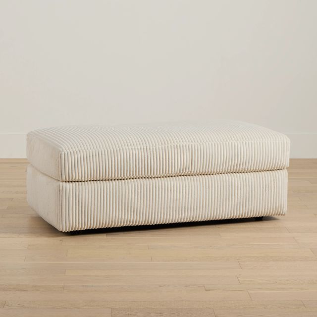 Charlie Ivory Fabric Ottoman