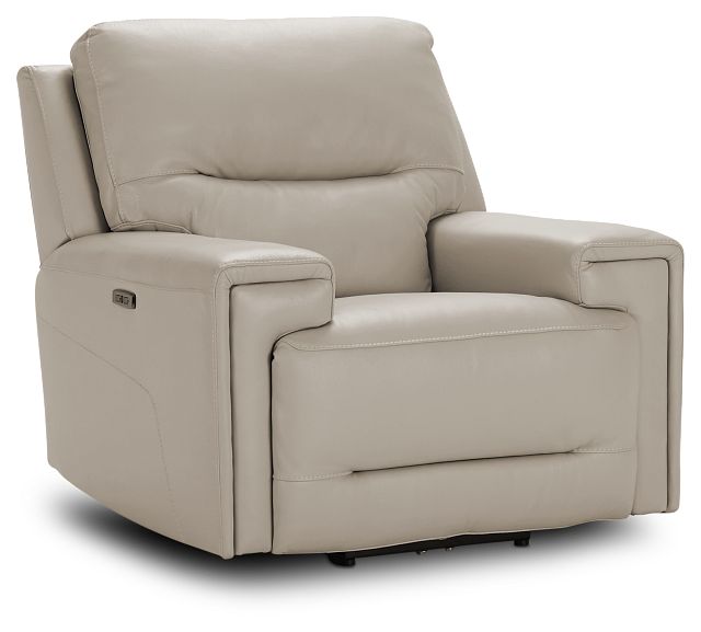 Porto Beige Lthr/vinyl Power Recliner With Power Headrest