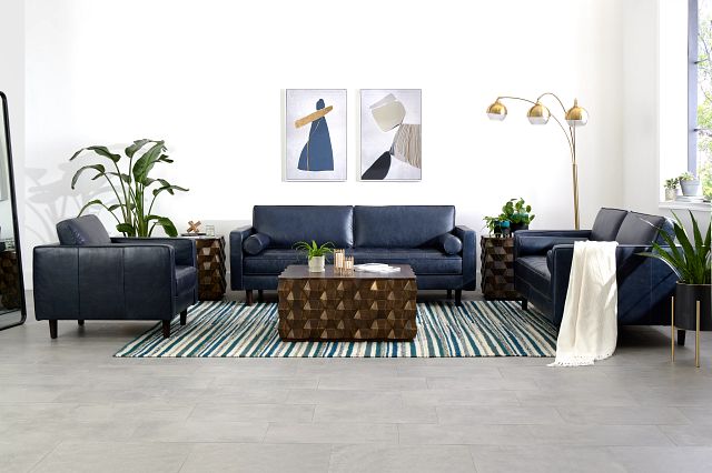 Ezra Blue Leather Sofa (1)