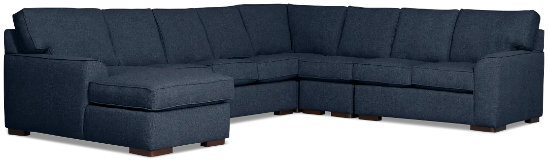 Sinclair Dark Blue Fabric Left Chaise Memory Foam Sleeper Sectional