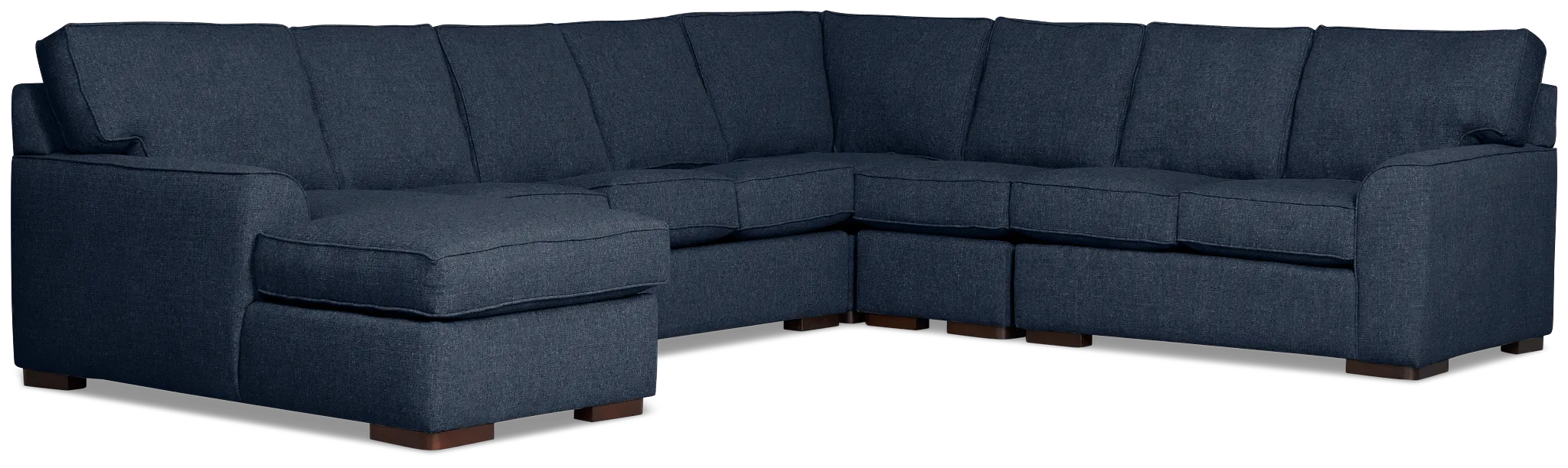 Sinclair Dark Blue Fabric Left Chaise Memory Foam Sleeper Sectional