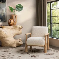 Cozy Beige Fabric Accent Chair