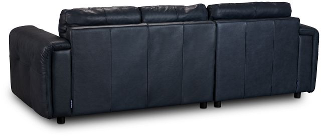 Rowan Navy Leather Left Chaise Sectional