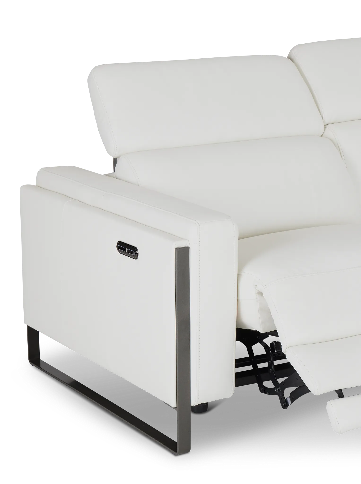Atlas White Lthr/vinyl Medium Power Reclining Right Chaise Sectional