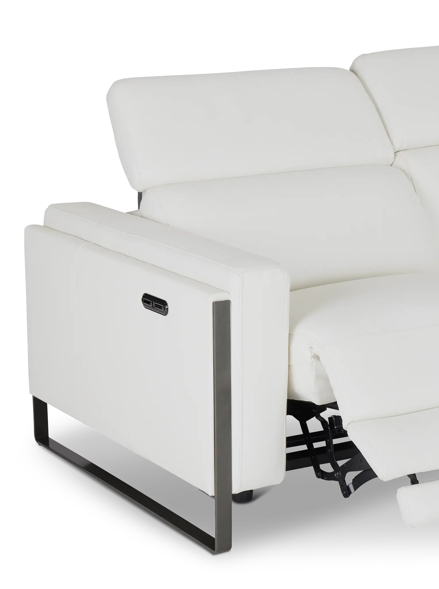 Atlas White Lthr/vinyl Medium Power Reclining Right Chaise Sectional Atlas White Lthr/vinyl Medium Power Reclining Right Chaise Sectional