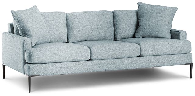 Morgan Teal Fabric Sofa With Metal Legs (2)