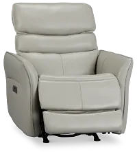 Preston Light Gray Lthr/vinyl Power Recliner With Heat And Massage