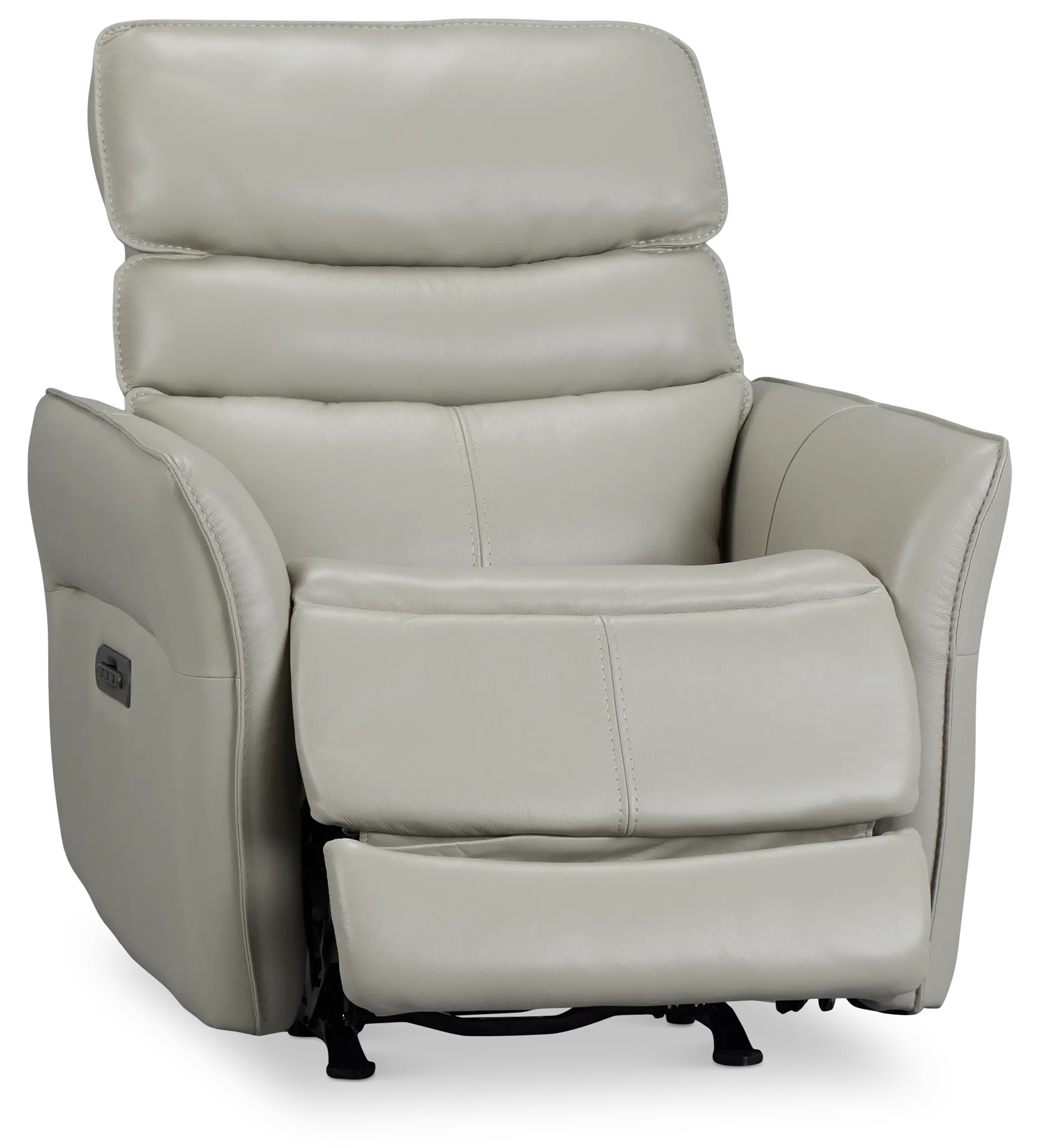 Preston Light Gray Lthr/vinyl Power Recliner With Heat And Massage
