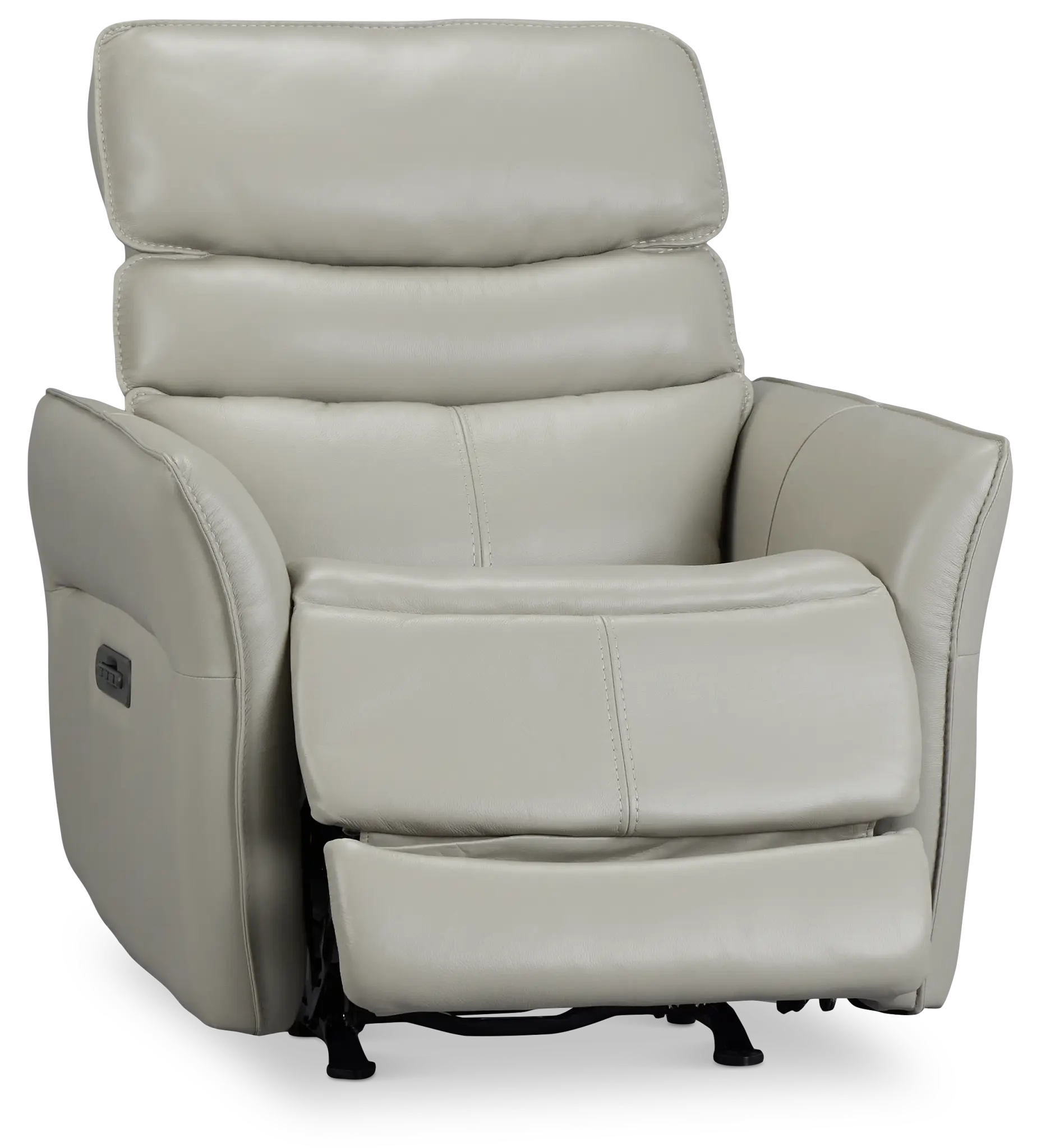 Preston Light Gray Lthr/vinyl Power Recliner With Heat And Massage Preston Light Gray Lthr/vinyl Power Recliner With Heat And Massage