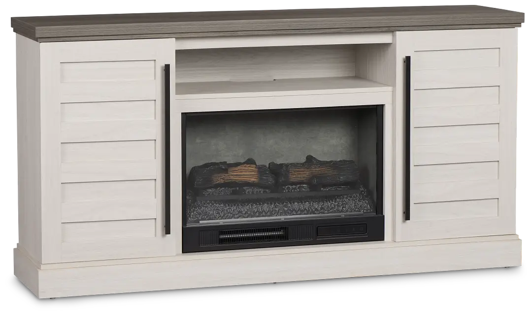 Westlake Two-tone 65" Tv Stand With Fireplace Insert Westlake Two-tone 65" Tv Stand With Fireplace Insert