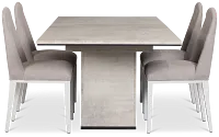 Pomona Gray Rectangular Table & 4 Upholstered Chairs