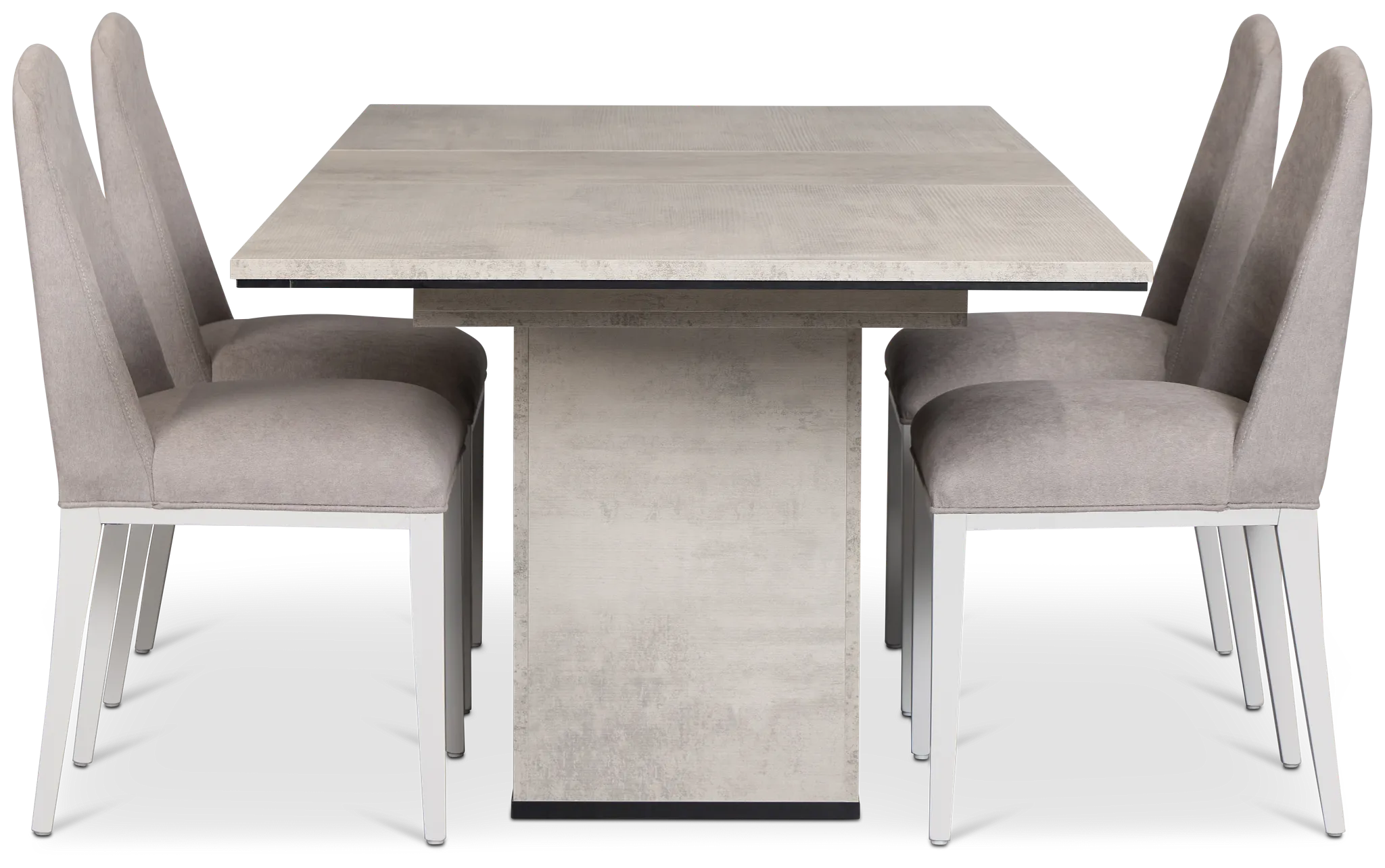 Pomona Gray Rectangular Table & 4 Upholstered Chairs