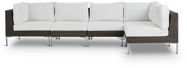 Tulum White Woven 5-piece Modular Sectional