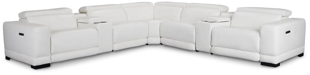 Lombardy White Micro Large Dual Power Reclining Two-arm Sectional