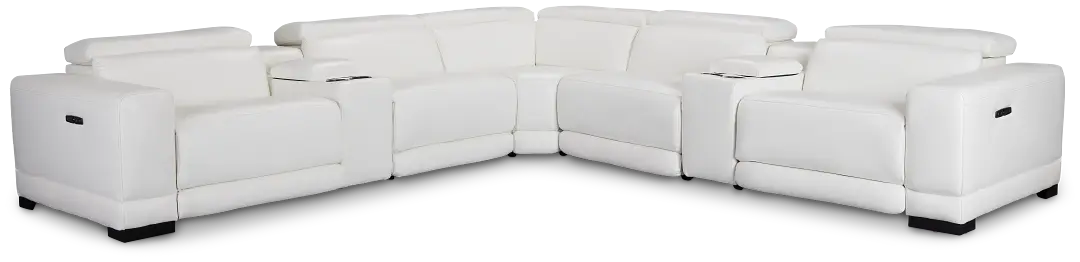 Lombardy White Micro Large Dual Power Reclining Two-arm Sectional Lombardy White Micro Large Dual Power Reclining Two-arm Sectional