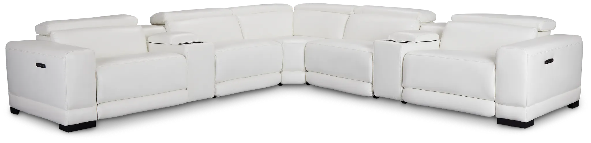 Lombardy White Micro Large Dual Power Reclining Two-arm Sectional