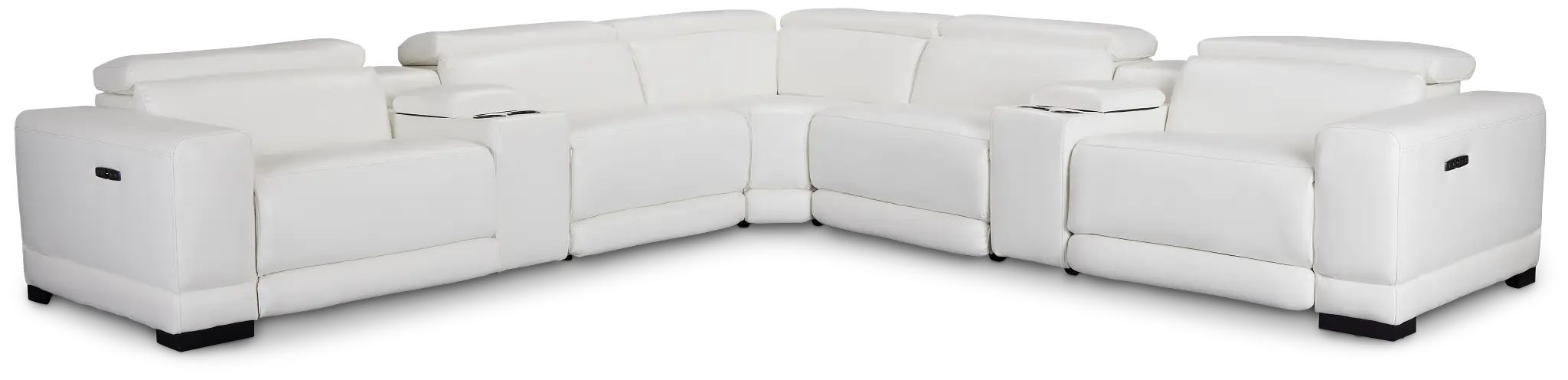 Lombardy White Micro Large Dual Power Reclining Two-arm Sectional Lombardy White Micro Large Dual Power Reclining Two-arm Sectional