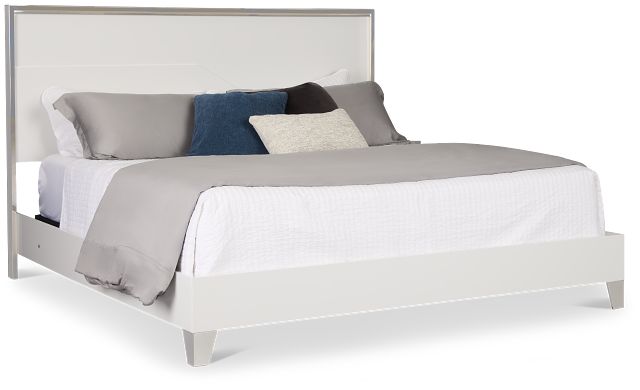 Doral White Panel Bed With Lights