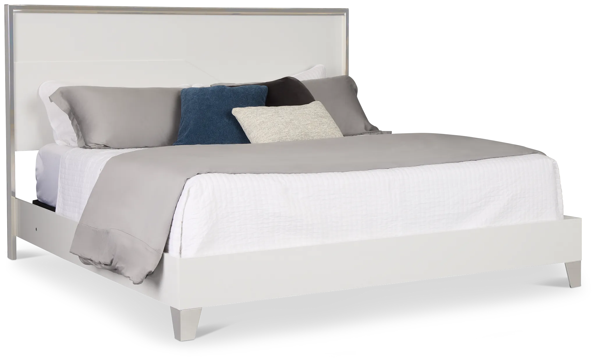 Doral White Panel Bed With Lights