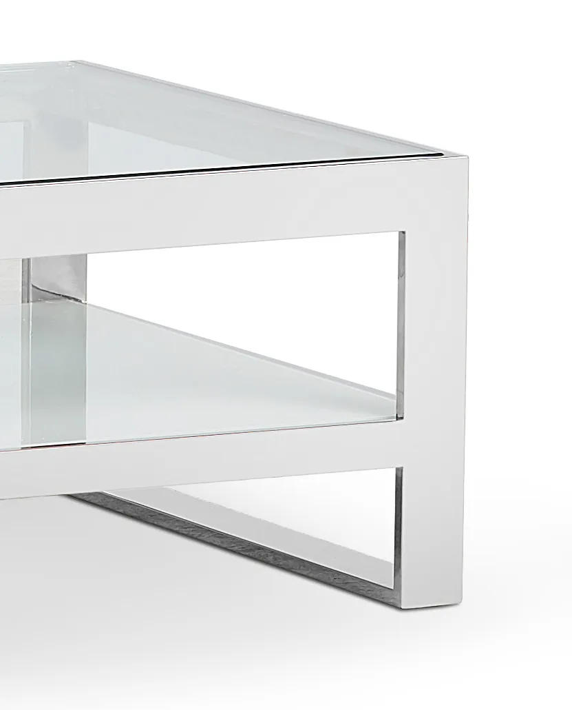 Miami White Glass Rectangular Coffee Table