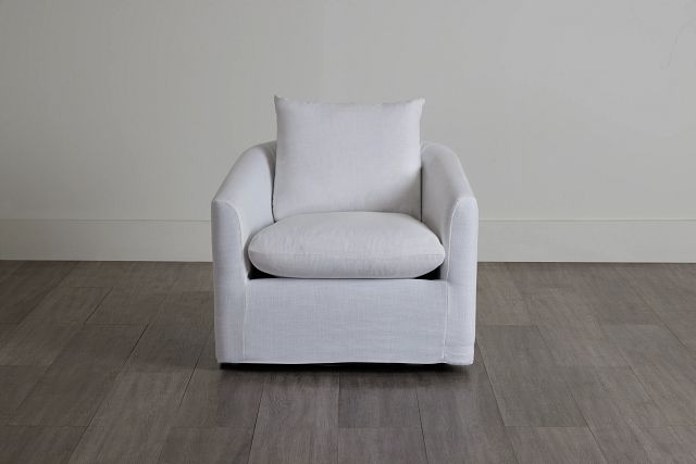 Willow White Fabric Swivel Chair